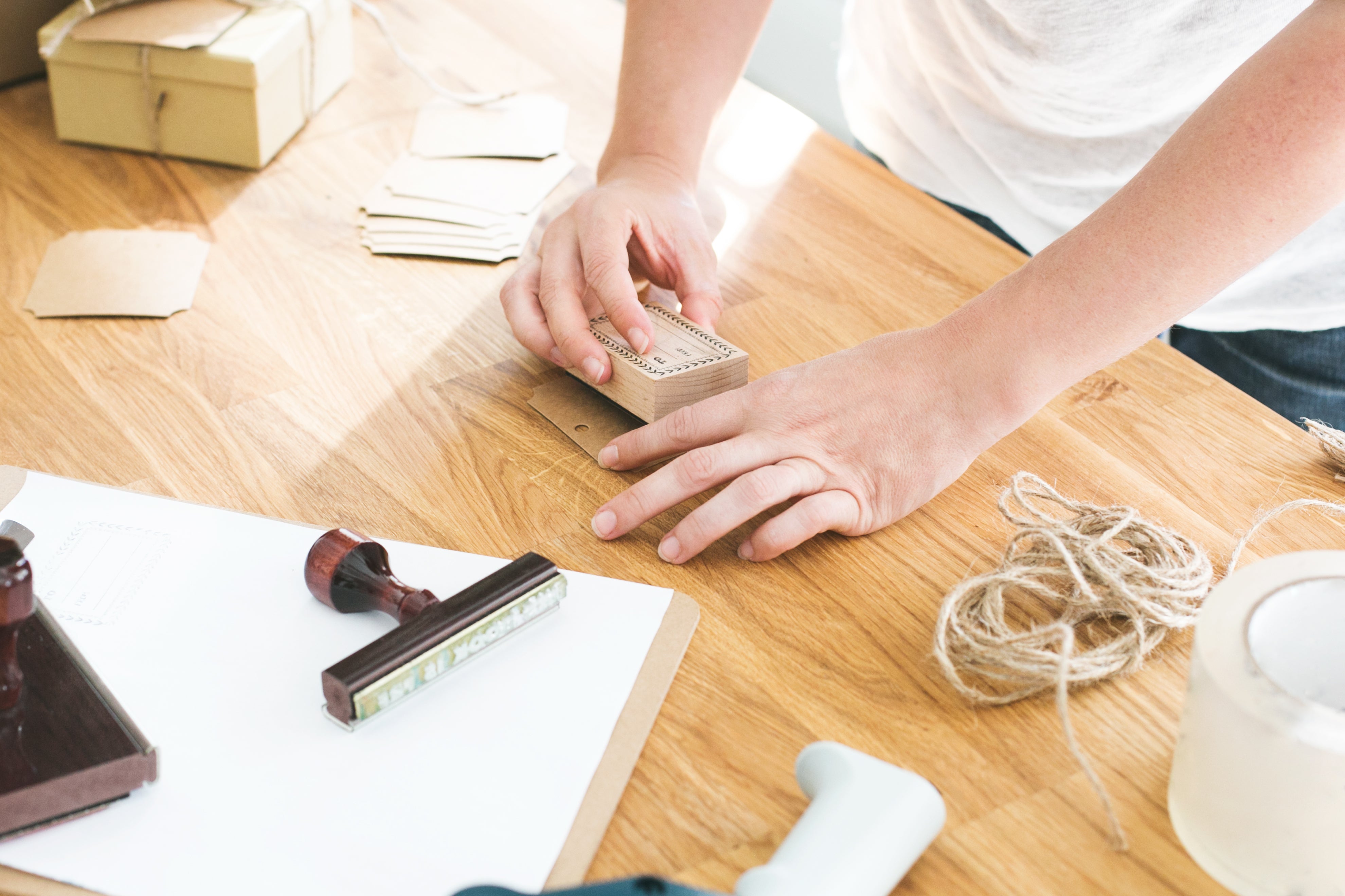 Hands at a workbench